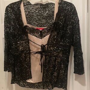 NEW INC BLACK FLORAL LACE BLAZER size PL & ANNE KLEIN PINK TOP size 12